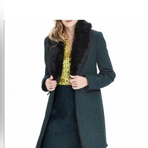 Banana republic new without a tag Teal Coat with Black Fur collar
